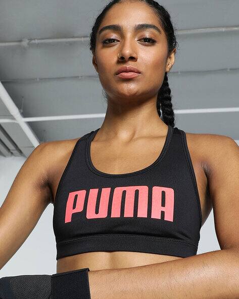 Brand Print Slip-On Sports Bra