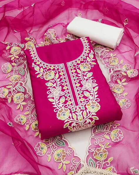 Women Embellished Unstitched Dress Material Price in India