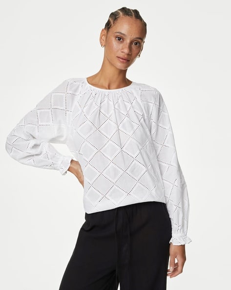 Marks & Spencer Women Checked Regular Fit Top
