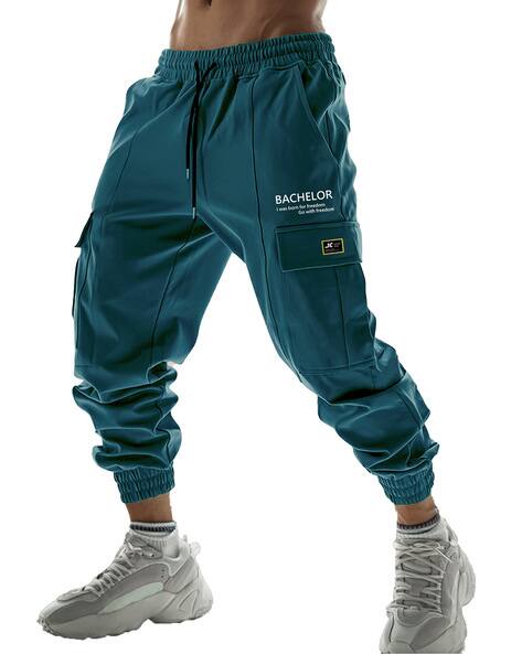 JUMP CUTS Typographic Print Joggers with Drawstring Waist