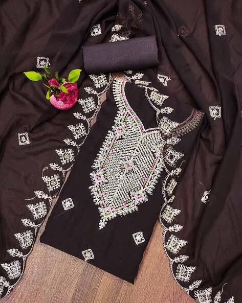 Women Embellished Unstitched Dress Material Price in India