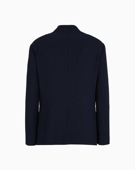Buy GIORGIO ARMANI Single-Breasted Wool Regular Fit Jacket | Blue