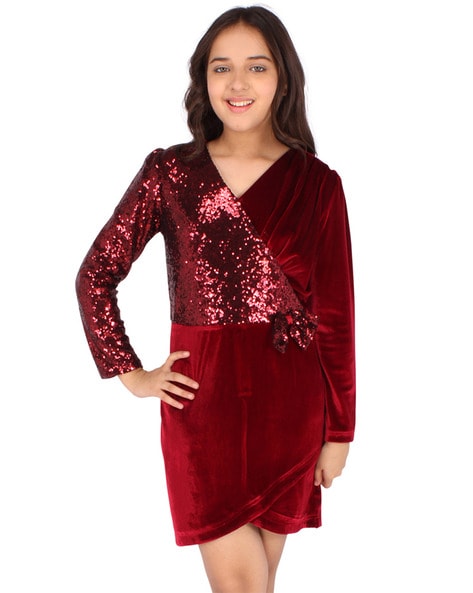 Buy Maroon Dresses Frocks for Girls by Cutecumber Online Ajio