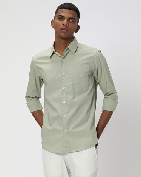 Mufti Shirts Casual Shirt For Mens Slim Fit Stone Cotton Linen