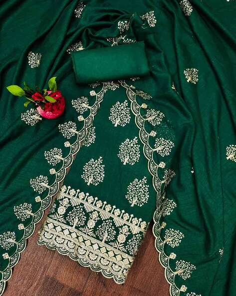 Women Embroidered 3-Piece Dress Material Price in India