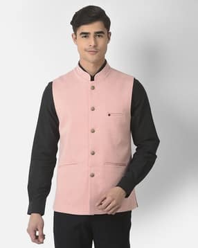 Men Slim Fit Nehru Jacket-image-4
