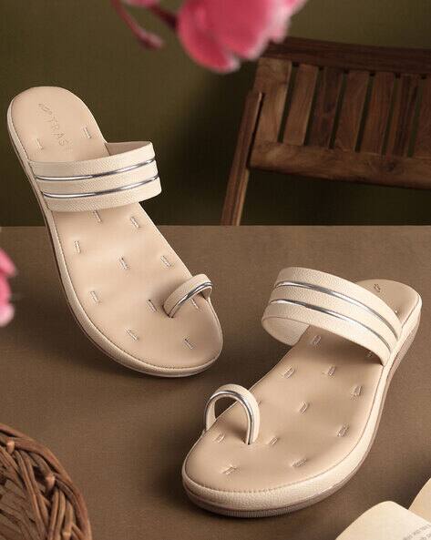 Buy Cream Flat Sandals for Women by TRASE Online