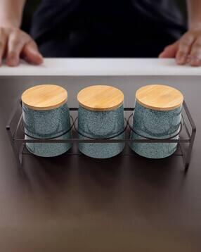 umai Set of 3 Ceramic Storage Jars with Lid & Tray-picture-39