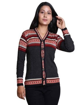 grand line Women Geometric Woven Cardigan with Full Sleeves-picture-12