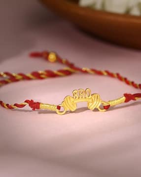 giva Men Sterling Silver Gold-Plated Bro Charm Tie-Up Rakhi-picture-15