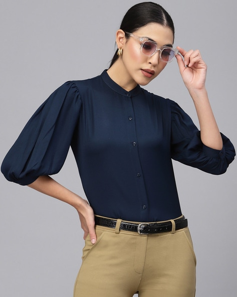 Buy Navy Blue Shirts for Women by STYLE QUOTIENT Online Ajio