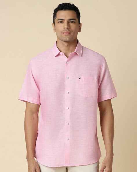 Men Slim Fit Spread-Collar Shirt