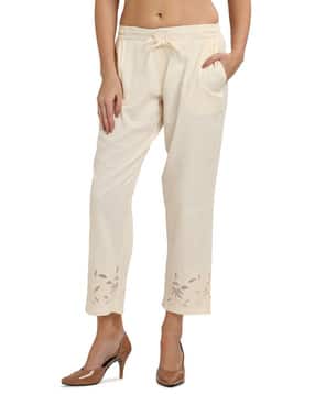 morrio Women Straight Fit Pants with Drawstring Waist-picture-1