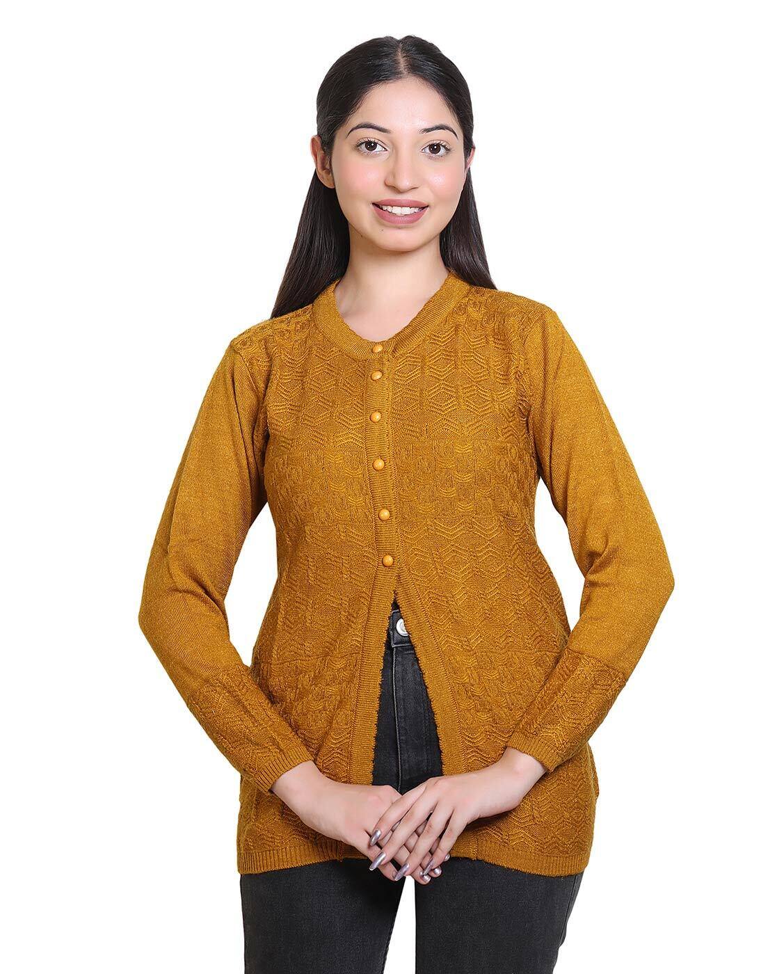 Buy Mustard yellow Sweaters Cardigans for Women by Grand line
