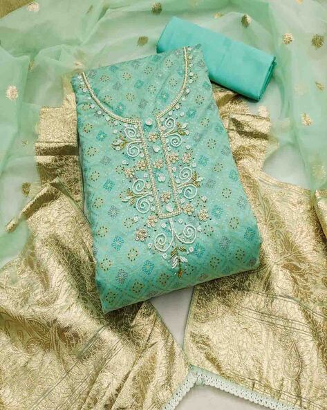 Embellished Unstitched Dress Material Price in India