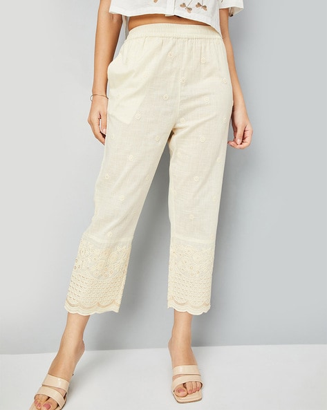 Women Embroidered Pants with Insert Pockets Price in India