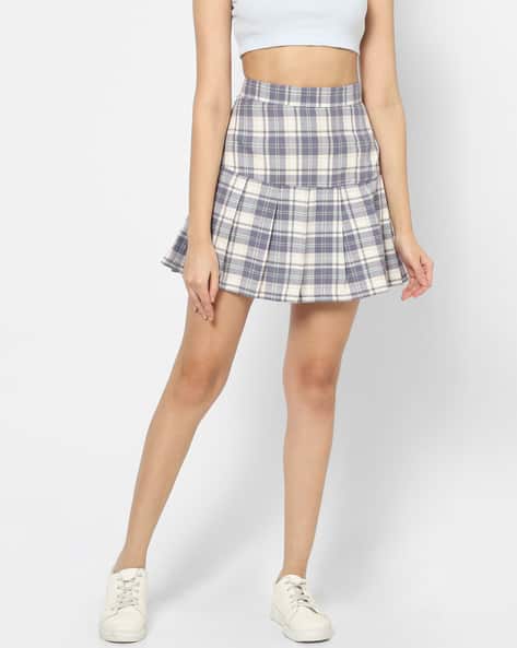 Checked Flared Skirt