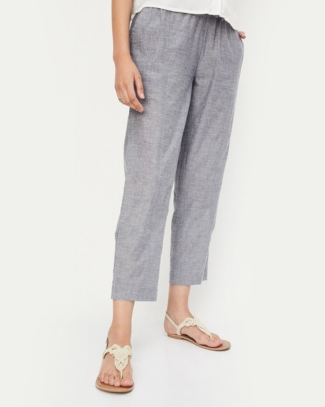 Women Heathered Pants with Insert Pockets Price in India