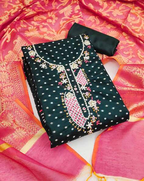 Embellished Unstitched Dress Material Price in India