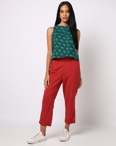 Women Regular Fit Flat-Front Pants Price in India