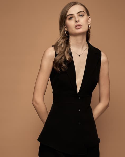 Women Longline Waistcoat with Notched Lapel