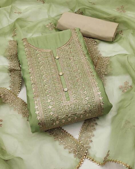 Embellished Unstitched Dress Material Price in India