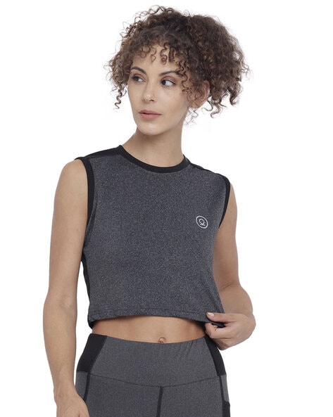 Chkokko Colourblock Sleeveless Crop Top