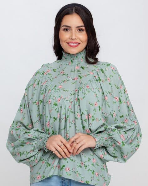 Zink London Floral Print High-Neck Top