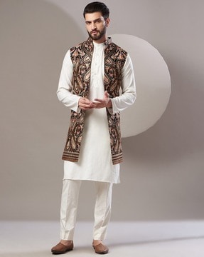 Buy Black 3 Piece Ethnic Suit for Men by Kasbah Online Ajio