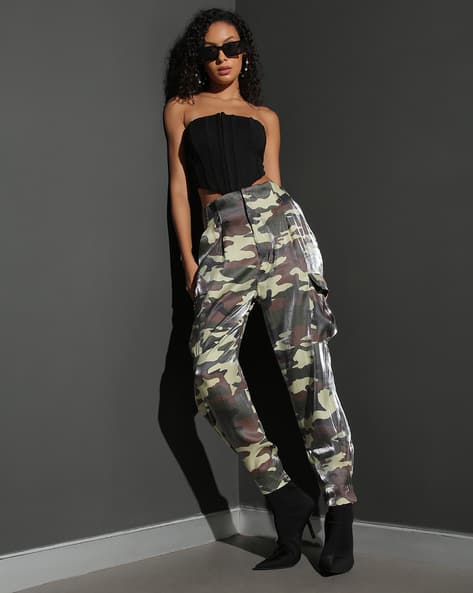 Womens Camo Cargo Dressy Camo Pants Women Camouflage Print Relaxed