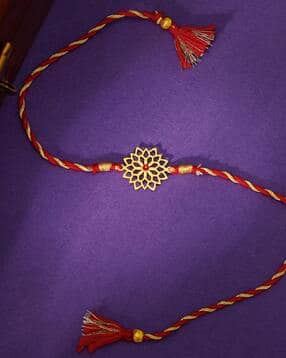 Men Sterling Silver Gold-Plated Sparkle Charm Tie-Up Rakhi-image-24