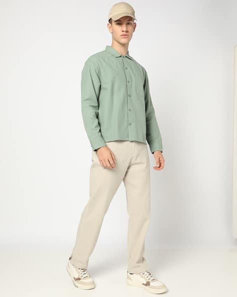 Men Flat-Front Relaxed Fit Trousers