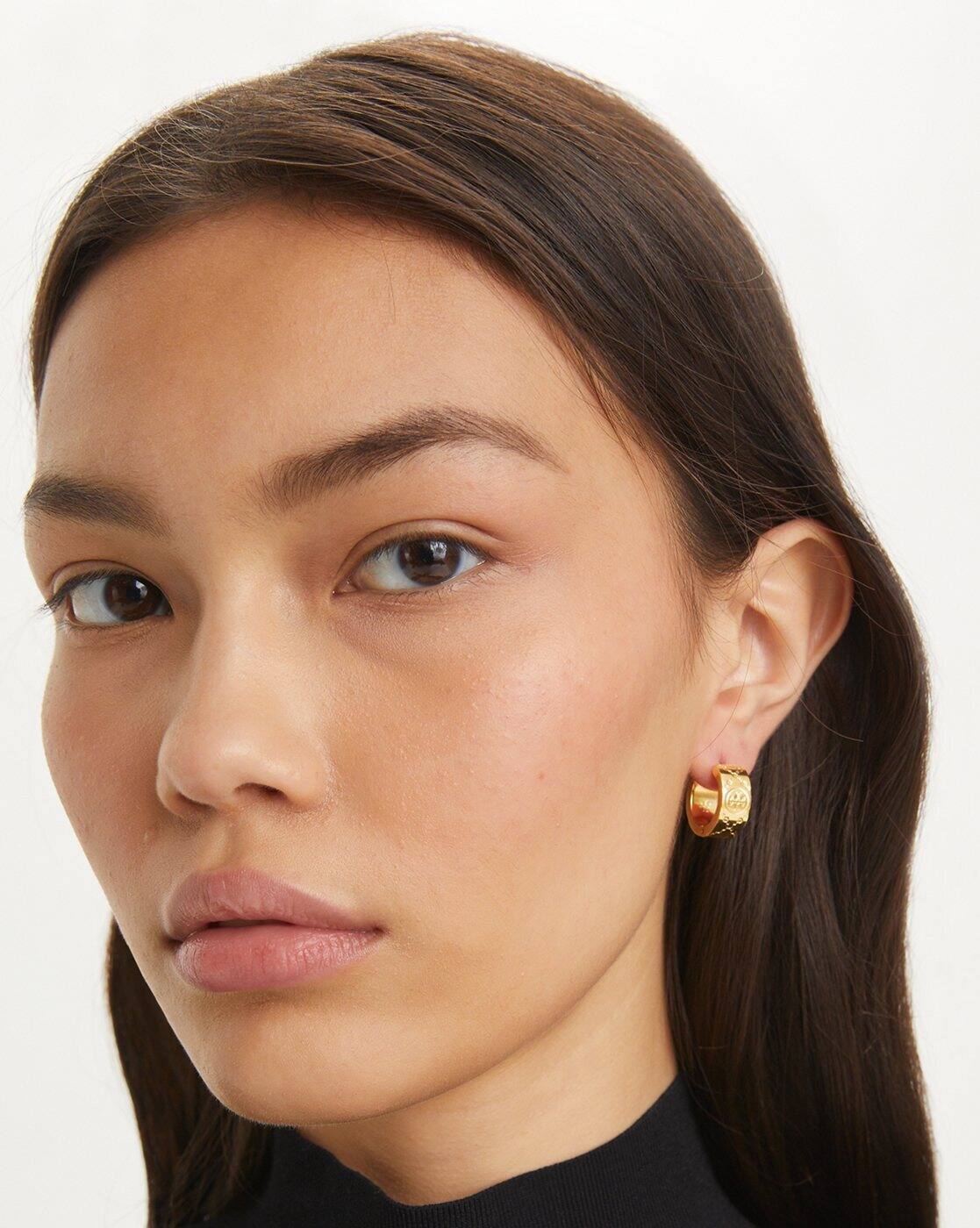 Buy Tory Burch T Monogram Small Hoop Earring | Gold-Toned