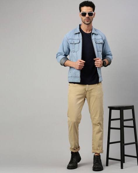 Buy VOXATI Men Slim Fit Denim Jacket Online | Ajio.com
