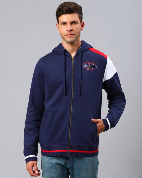 Typographic Print Zip-Front Hoodie