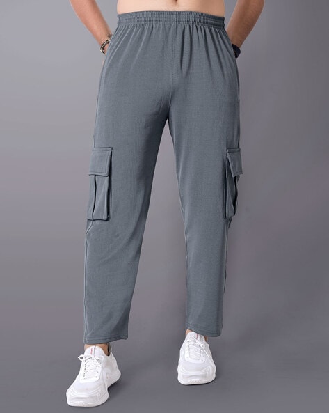 Men Straight Track Pants with Elasticated Waist