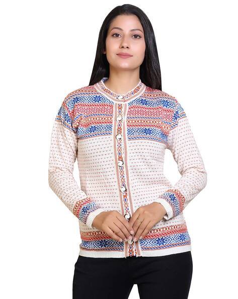 Ribbed Knitted Cardigan with Button-Closure