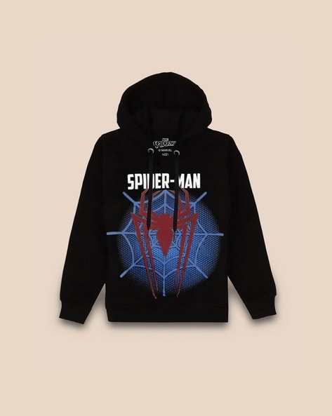 Kidsville Spiderman Print Drawstring Hoodie