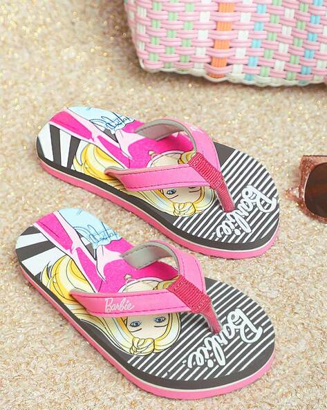 Kidsville Barbie Print Thong Strap Flip-Flops