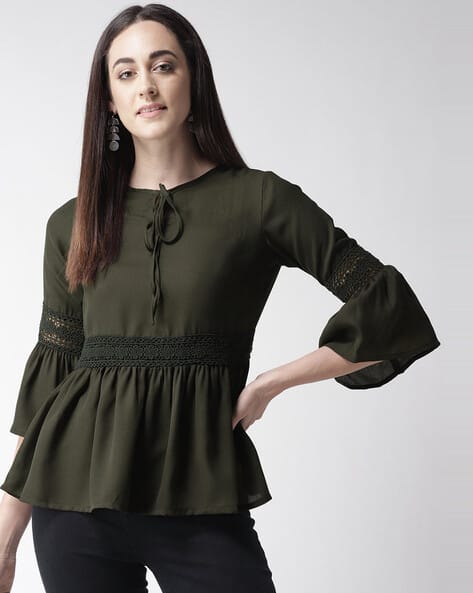olive peplum top