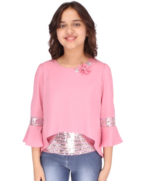 Cutecumber Embellished Round-Neck Top