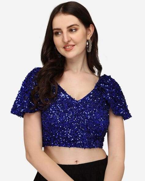 Buy PUJIA MILLS Embellished Back Open Blouse Online | Ajio.com