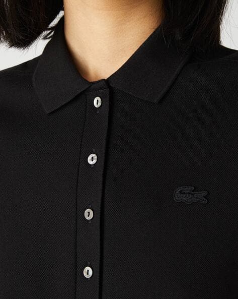 ★LACOSTE★ Women's Cara Short Sleeve Woven Dress Black EF42 Lacoste Jersey dress - black - Zalando.co.uk