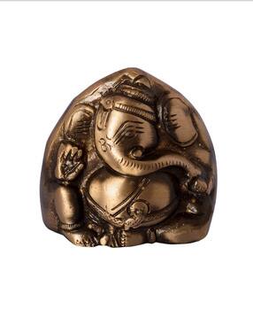 ecraftindia Brass Antique Finish Two Faced Lord Ganesha-picture-42