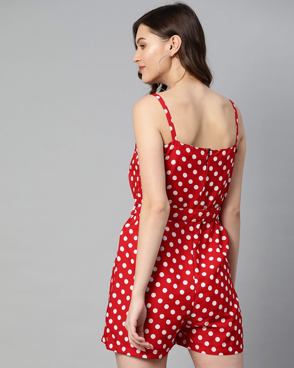 Red Spotty Playsuit Polka-Dot Print Playsuit