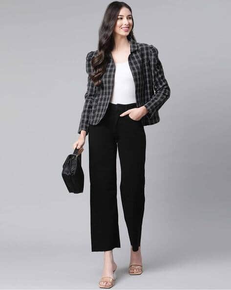 PUFF CHECK JACKET WITH SKIRT PANTS