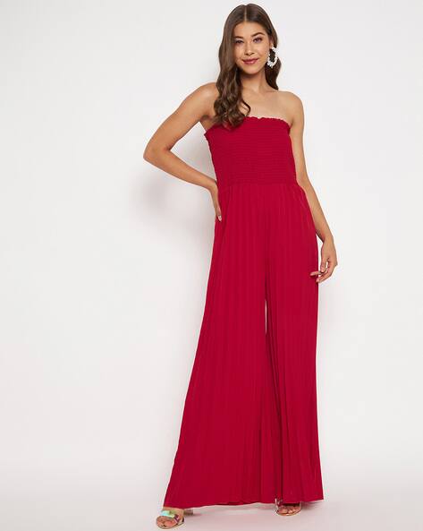 Smocked Strapless Jumpsuit