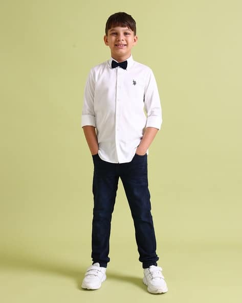 polo shirt and bow tie