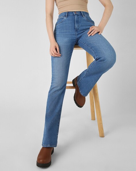 Wrangler Blue Washed Mid Rise Regular Jeans for women price in India on 3rd November 2024 PriceHunt