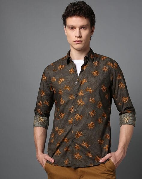 Pepe Jeans Men Floral Print Regular Fit Cotton Shirt